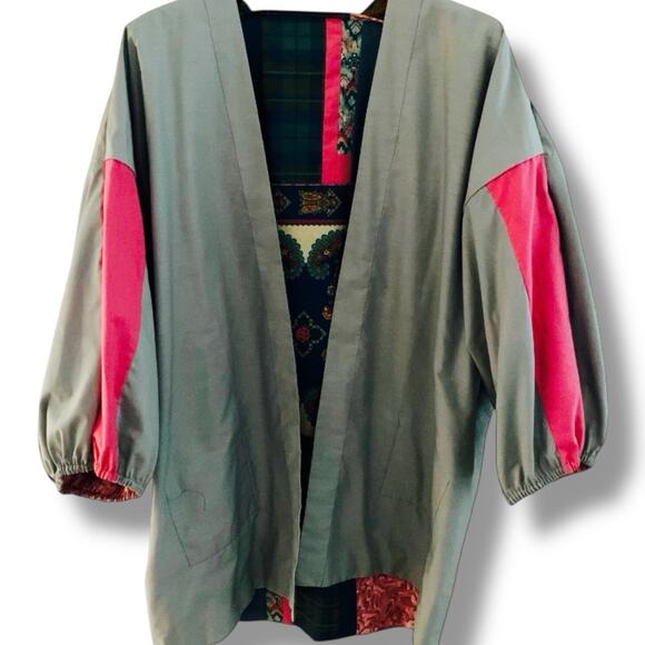 Vng Original Suzanne MacKay Reversible Patchwork Kimono L/XL Sautee Nacoochee GA - Picture 5 of 8